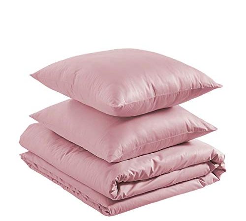 Amazon Basics Parure de lit 100 % coton 200 x 200 cm / 65 x 65 cm, Rose poudré