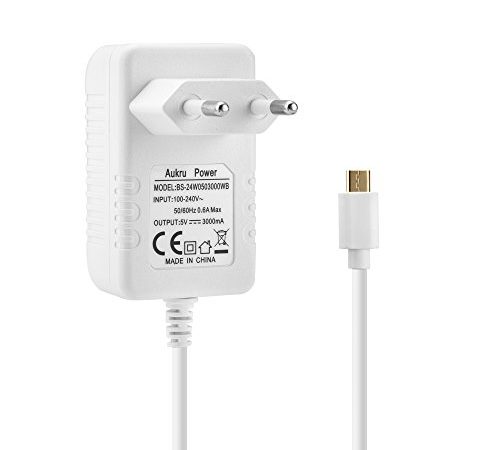 Aukru Raspberry pi 3 b+ Alimentation 5V 3000mA Micro USB pour Raspberry Pi 3 Model B+, Pi 3 modèle b,Pi 2_Câble 1,5m Longueur (Blanc)