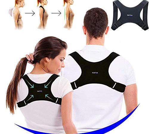 Correcteur de Posture Femme/Homme par Saona Concept - Redresse et Maintien le Dos - Soulage Douleurs Dorsales, du Cou et des Épaules - Confortable/Ajustable/Lavable noir