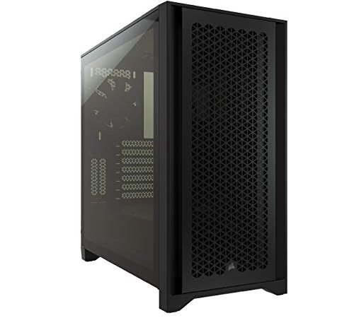 Corsair 4000D Airflow Boîtier ATX Moyen Tour en Verre Trempé (Panneau Avant à Flux d’air Élevé, Panneau latéral Verre Trempé, L’intérieur Spacieux, Deux Ventilateurs de 120 mm Inclus) Noir