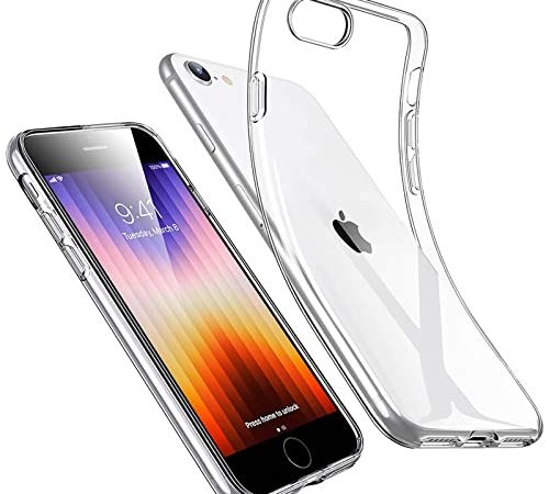 ESR Coque en Silicone Transparente Compatible avec iPhone SE 2022 5G, Compatible avec iPhone SE 2020 et iPhone 8, Coque Protective Fine et Souple en TPU, Non Jaunissante, Transparente