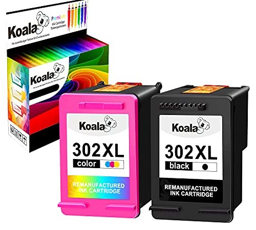 Koala Remanufactured Cartouche d'encre Replacement pour HP 302XL 302 XL pour DeskJet 1110 2130 3630 3633 3636 Envy 4520 4524 4525 4527 OfficeJet 3830 3831 4650 5230 Imprimante, Noir Couleur