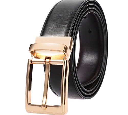 lwl Ceinture en Cuir Doré pour Hommes, Boucle à Ardillon Personnalisée, Ceinture en Cuir Fendu, Ceinture De Travail en Jean Décontractée Perforée épais