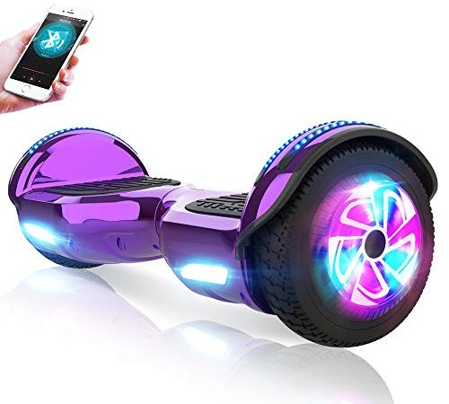 M MEGAWHEELS Hoverboard 6,5 Pouces, Moteur de 500W Auto-équilibrage Balance Board avec Bluetooth Musique et Pneu LED pour Enfant et Adulte d’Anniversaire Noël