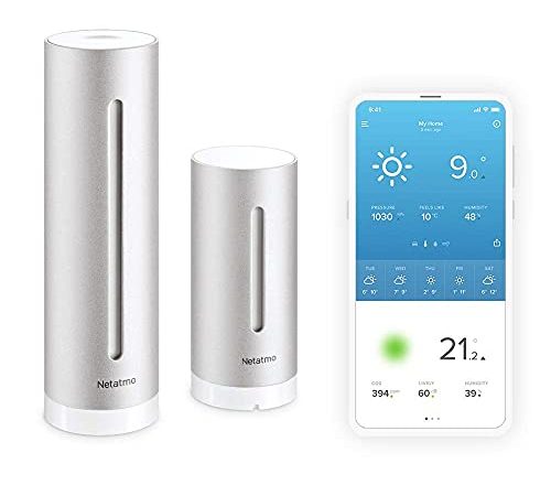 Netatmo Station Météo Intérieur Extérieur Connectée Wifi, Capteur Sans fil, Thermomètre, Hygromètre, Baromètre, Sonomètre, Qualité de l'air - Compatible Amazon Alexa et Apple Homekit, NWS01-EC