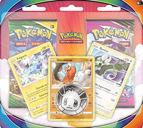 Pokémon Épée et Bouclier - Pack 2 boosters + 3 cartes brillantes + 1 pièce + 1 carte à code Pokémon Live | Modèle aléatoire