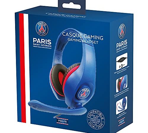 PSG - Paris Saint Germain Casque Gaming 40 mms avec Micro pour PS5/Xbox Serie X/S/PS4/Xbox One/PC/Nintendo Switch (seulement avec Fortnite)