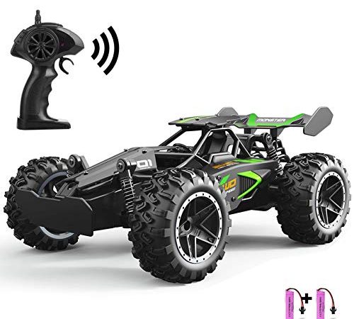 SZJJX RC Voiture Télécommande Jouets pour Enfants Voitures en Alliage 2WD 2.4 GHz Camion 15+KM/H Haute Vitesse Voiture de Course Buggy avec Deux Batteries Cadeau pour Filles et Garçons