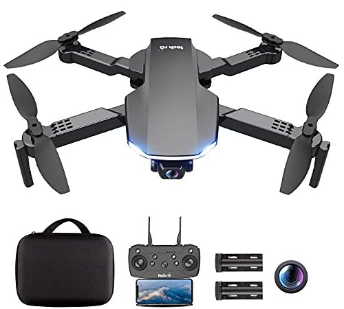 tech rc Drone avec Caméra 1080P HD, Drone Pliable Quadricoptère Extérieur, Positionnement de Flux Optique, Photos Gestuelles, 25 Mins de Vol avec 2 Batteries Rechargeables & Sac de Transport