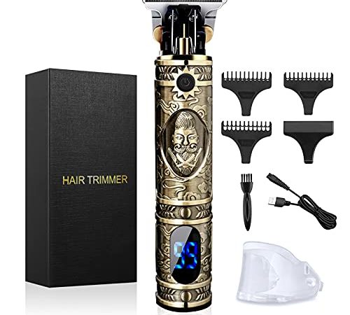 Tondeuse Cheveux Hommes, Tondeuse Barbe Kit Homme Electriques Tondeuse Cheveux Rasoir professionnelle en T sans fil électrique avec écran LCD pour salon de coiffure les Enfants et la Famille