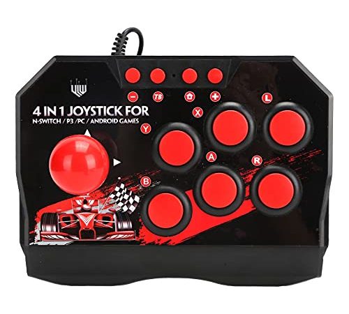 Universal Arcade Fightstick, USB PC Street Fighter, Wired Arcade Joystick Accessoires de Jeux D'arcade 1 Joystick Sphérique en Métal et 6 Boutons de Commande Ronds pour PS4 PS3 Xbox One Windows PC