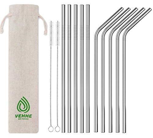 VEHHE 10pcs Paille INOX, Paille Reutilisable en Acier Inoxydable 265mm avec 2 Brosses de Nettoyage,pour 20/30oz Yeti RTIC SIC Ozark Trail Tumblers (4PC-Couleur)…