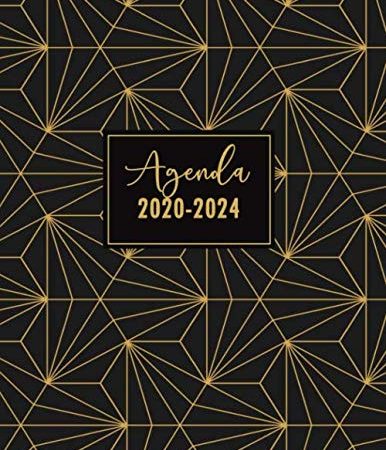 Agenda 2020-2024: Planificateur Semainier depuis 5 ans | Organiseur hebdomadaire avec calendrier pour professionnels | De Juillet 2020 à Décembre 2024 | Motif Géométrique Noir