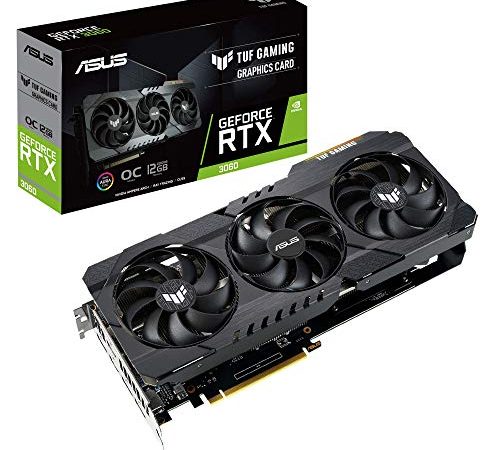 ASUS TUF Gaming NVIDIA GeForce RTX 3060 V2 – Carte Graphique gaming (PCIe 4.0, 12GB GDDR6, HDMI 2.1, DisplayPort 1.4a, double roulement à billes, robustesse militaire, GPU Tweak II)