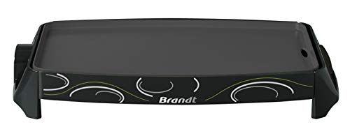 Brandt – Plancha Électrique PLA1322N – 2200 W - Thermostat 5 Niveaux – 80 °C à 200 °C – Fonte d'Aluminium Antiadhésive – Cuisson des Viandes, Poissons, Crustacés et légumes; Black/Green