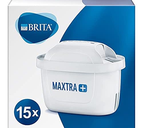 BRITA Maxtra Lot de 15 cartouches de filtre à eau de rechange compatibles avec toutes les carafes Brita – Réduit le chlore, le calcaire et les impuretés pour un excellent goût