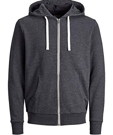 Jack & Jones Homme Jjeholmen Zip Hood Noos Veste Sweat, Gris (Dark Grey Melange Fit:reg Fit), L EU