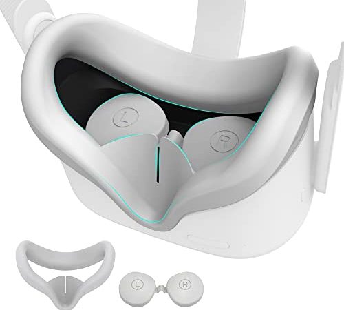 KIWI design Cover Protection Faciale Compatible avec Oculus Quest 2 Accessoires Coussin de Protection (Gris Clair)