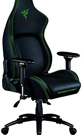 Razer Iskur - Chaise de Jeu Haut de Gamme avec Support Lombaire intégré (Chaise de Bureau, Cuir synthétique Multicouche, Rembourrage en Mousse, Coussin de tête, réglable en Hauteur) Vert