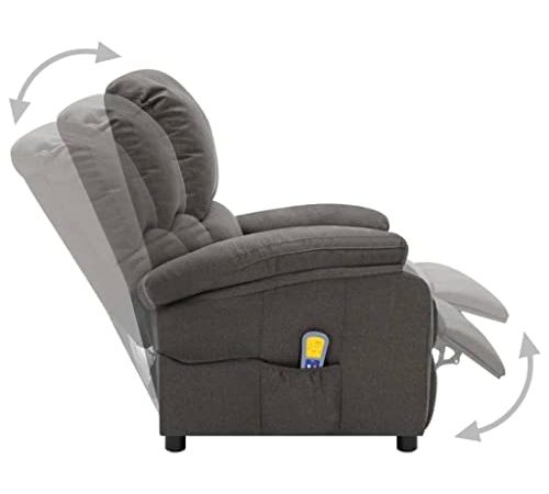 vidaXL Fauteuil de Massage Inclinable Electrique Fauteuil de Relaxation Meuble Salon Salle de Séjour Dossier et Repose-Pied Réglables Gris Foncé Tissu