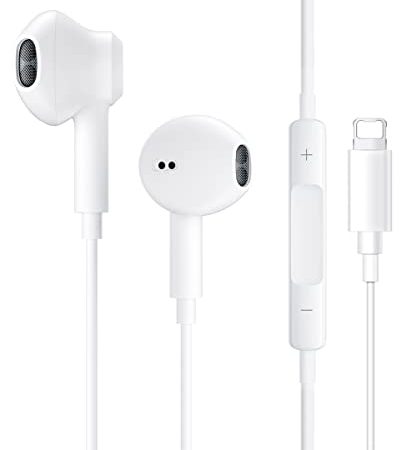 Écouteurs Intra-Auriculaires pour iPhone, écouteurs pour iPhone,écouteurs filaires stéréo pour iPhone 11,avec Micro et contrôle du Volume compatibles avec iPhone 8/11 Pro/12 Pro/13/13 Pro/SE/X/XR/Xs/7
