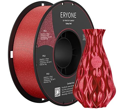 ERYONE Filament PLA brillant scintillant pour imprimante 3D, 1,75 mm, tolérance: ± 0,03 mm, 1 kg (2,2 LBS)/bobine, Rouge