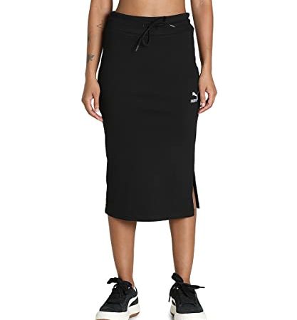PUMA Femme Slim Skirts Jupe Classics Ribbed Midi Femme L Black
