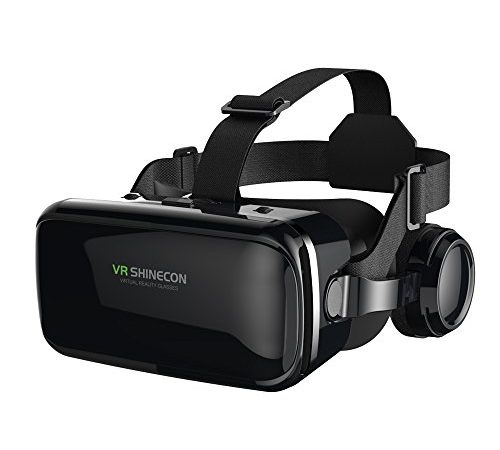VR Casque de Réalité Virtuelle, FIYAPOO Lunettes 3D Jeux Vidéo Lunettes pour 4.7"- 6.6" iPhone Samsung Moto Android Smartphones 3D Films et Jeux (Lunettes 3D avec Casque)