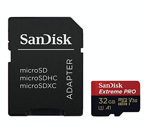 Carte Mémoire microSDHC SanDisk Extreme PRO 32 Go + Adaptateur SD jusqu'à 100 Mo/s, Classe 10, U3, V30, A1