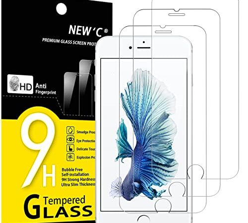 NEW'C Lot de 3, Verre Trempé pour iPhone 6 Plus et iPhone 6S Plus, Film Protection écran sans Bulles d'air Ultra Résistant (0,33mm HD Ultra Transparent) Dureté 9H Glass