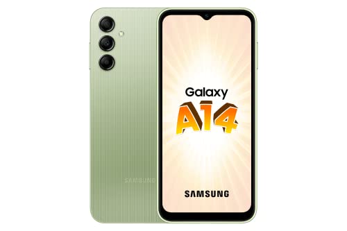 Samsung Galaxy A14, Téléphone Mobile 4G 64 Go Lime, Smartphone Android sans Carte SIM, Version FR