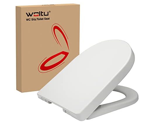 WOLTU WS2544 Abattant WC plastique,Couvercle de WC softclose,Siège de toilette Fast Fix/fixation,charnière, antibactérienne,Blanc