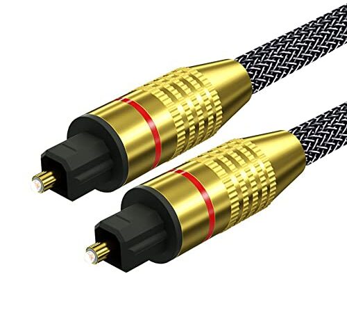 cable optique audio 2m Toslink Cable fibre optique Technologie surround Dolby AC3 et DTS Cable coaxial audio Convient aux téléviseurs, chaînes stéréo, CD/DVD/DRT et appareils dotés de ports Toslink