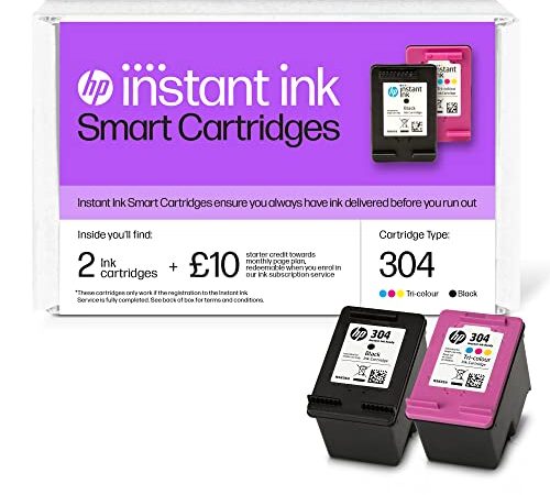 HP Cartouches d'encre instantanée 304 Noires et tricolores avec crédit d'abonnement instantané de 10 £