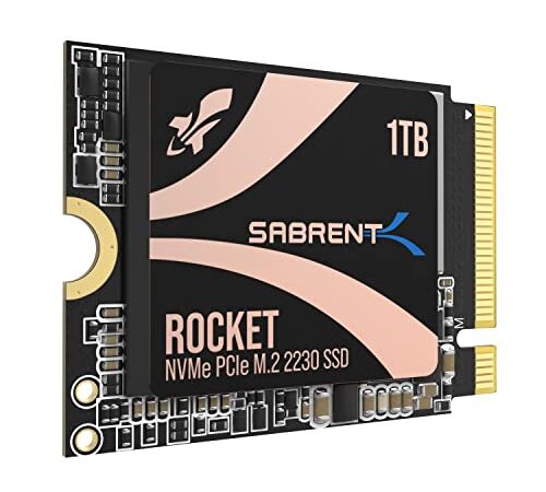 Sabrent 2230 M.2 NVMe Gen4 1To SSD Interne, 4750Mo/s Lecture, PCIe 4.0 X4 Disque SSD Interne Compatible avec Steam Deck, Surface Pro, PC, NUC et Ordinateurs Portables (SB-2130-1TB)