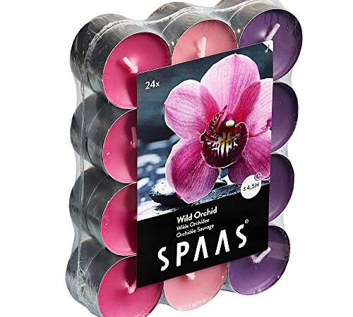 SPAAS 24 Bougies chauffe-plats parfumées couleurs assorties, ± 4,5 heures - Wild Orchid