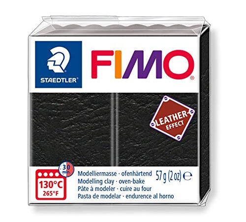 STAEDTLER - Fimo® leather effect - Pain pâte à modeler - 57 Grammes - Effet cuir noir - 8010-909