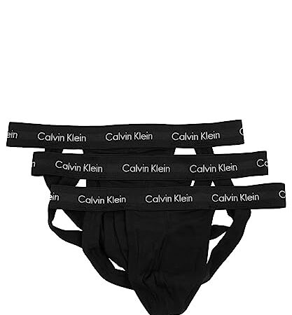 Calvin Klein Sous-Vêtement Sport Homme Lot De 3 String Coton Stretch, Noir (Black/Black/Black), S
