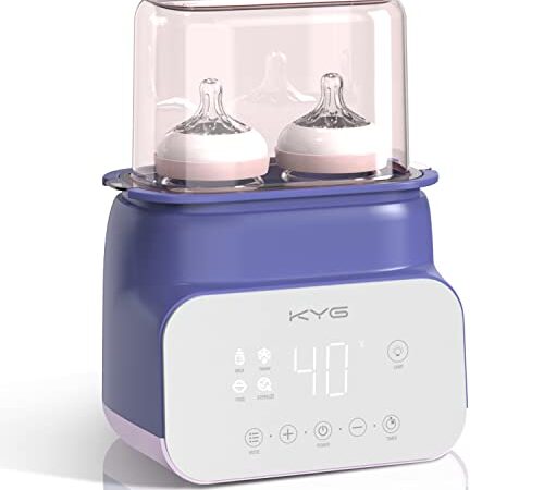 KYG Chauffe-biberon 6 en 1 Stérilisateur de Biberons avec Veilleuse Dégivrage Grand écran LCD, Minuterie et Gobelet Violet