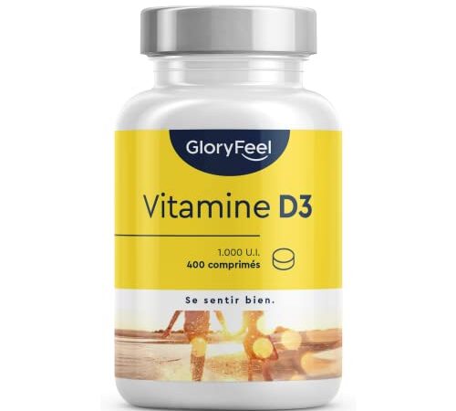 Vitamine D3 400 Comprimés (13 mois) Hautement Dosée, Vitamin D3 pour le Système Immunitaire, Vitamin D 1000 UI (25 mcg) par Comprimé, Soutien les Os, les Dents, et les Muscles*, Sans Additifs
