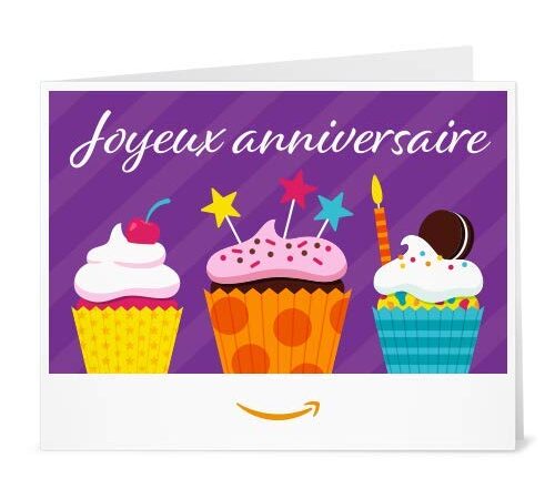 Carte cadeau Amazon.fr - Imprimer - Cupcakes d'anniversaire