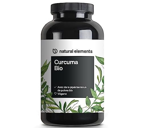Curcuma Bio avec du poivre noir – 240 gélules – 2 900 mg de curcuma bio par dose journalière – avec de la curcumine et de la pipérine – hautement dosé, végane – contrôlés en laboratoire