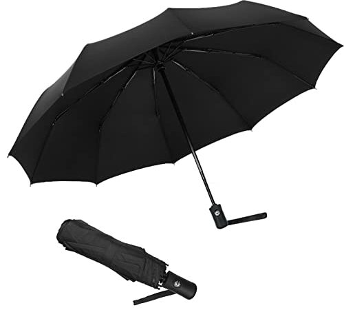 Newaner Parapluie Portable,Parapluies pliants - Parapluie de poche à ouverture et fermeture automatique - imperméable - Résistant au vent，ombrelle pour hommes, femmes et enfants(noir)