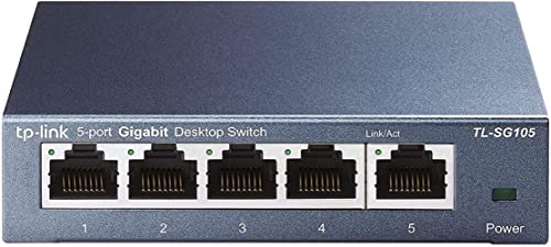 TP-Link Switch Ethernet Gigabit 5 ports RJ45 metallique 10/100/1000 Mbps, IGMP Snooping, switch RJ45 idéal pour étendre le réseau câblé pour les bureaux à domicile, TL-SG105