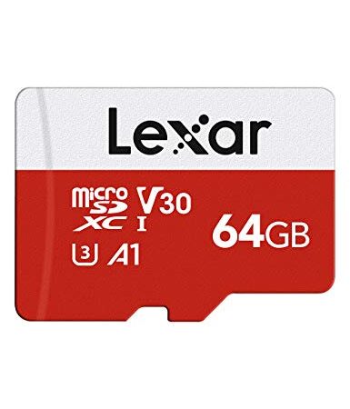 Lexar Carte Micro SD 64 Go, Carte Mémoire microSDXC + Adaptateur SD, microSD Vitesse de Lecture Allant jusqu'à 100 Mo/s, A1, U3, C10, V30, Full HD et 4K UHD, Carte TF