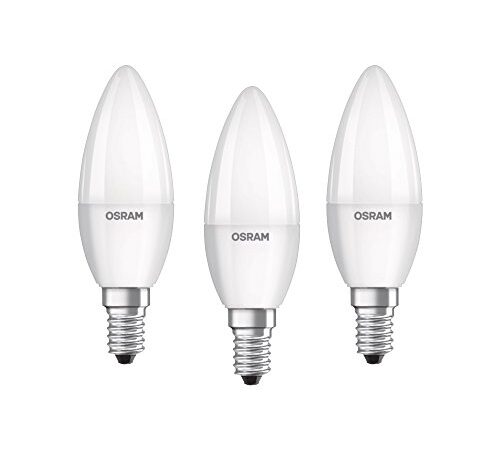 Osram ampoule LED E14 BASE Classic B 40 | 4.9 W - Equivalence incandescence 40 W, forme de bougie / mat, blanc chaud - 2700K, lot de 3